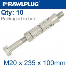 RAWLBOLT M20X235X100MM X10-BOX (32MM HOLE)